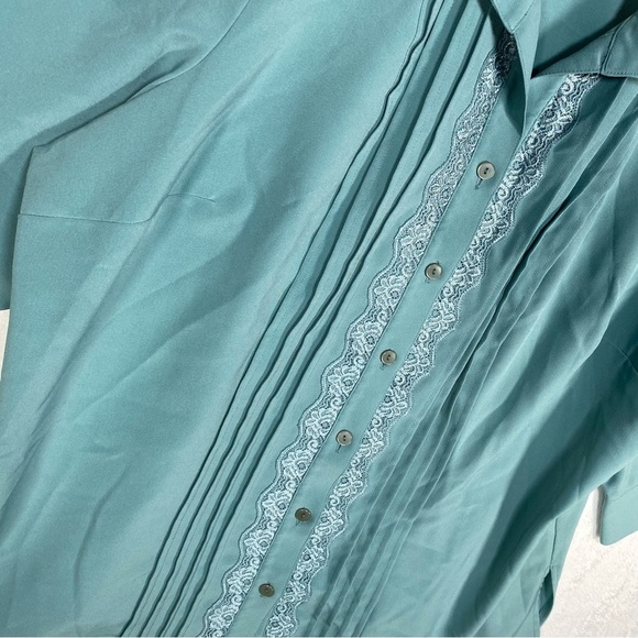 Covington Women’s Blouse Teal Blue Size 22W Button Up‎ Grandmacore Cottagecore - Picture 2 of 9